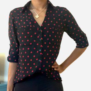 Express Portofino Polka Dot Blouse, Size XS